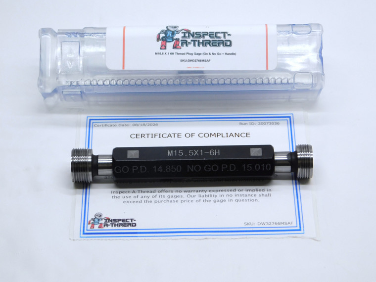 NEW M10 X 1.25 6H LEFT HAND THREAD PLUG GAGE 10 GO NO GO P.D.'S = 9.188 & 9.348 - DW34992MSAF