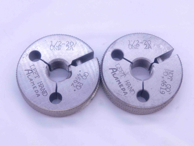 1/2 20 UNF 2A LEFT HAND THREAD RING GAGES .5 GO NO GO P.D.'S = .4662 & .4619 - DW35044AW5