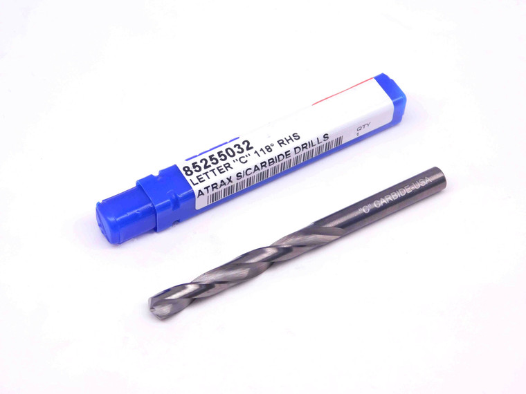 ATRAX 0.242 O.D. CARBIDE JOBBER TWIST DRILL BIT 85255032 .242 LETTER C 118 DEG - DM0223AU5