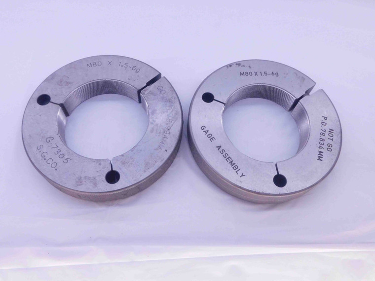 M80 X 1.5 6g METRIC THREAD RING GAGES 80 GO NO GO P.D.'S = 78.994 & 78.834 CHECK - DW35130LVR
