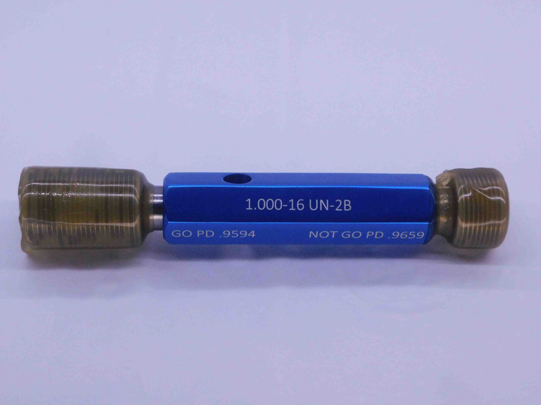 NEW 1" 16 UN 2B THREAD PLUG GAGE 1.0 1.00 1.000 GO NO GO P.D.'S = .9594 & .9659 - DW35154LVR
