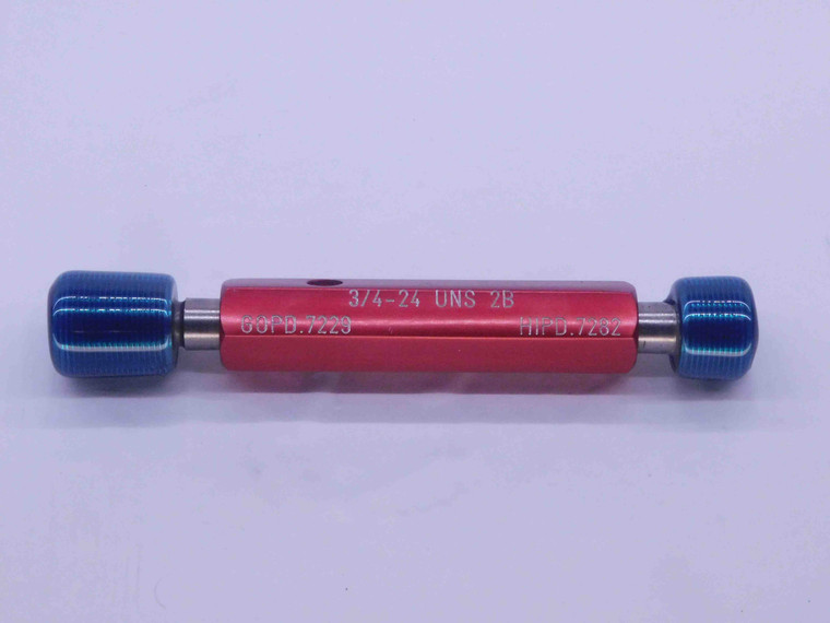 3/4 24 UNS 2B THREAD PLUG GAGE .75 .750 .7500 GO NO GO P.D.'S = .7229 & .7282 - DW35209BC5