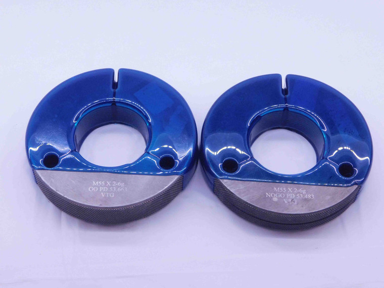 M55 X 2 6g VERMONT THREAD RING GAGES 55 2.0 GO NO GO P.D.'S = 53.663 & 53.483 - DW35245CF4