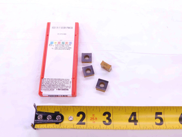 4pcs NEW SANDVIK N331.1A-11 50 08H-PM4230 4230 TiCN CARBIDE MILLING INSERTS - EA0429BM5