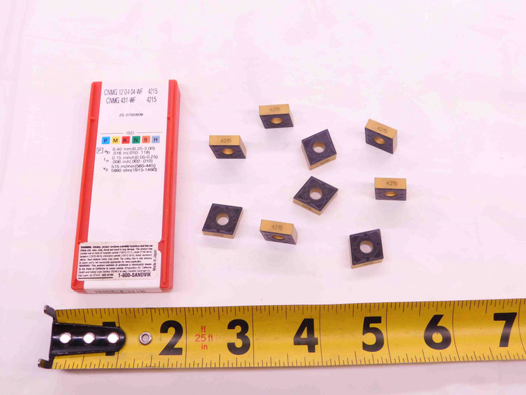 9pcs SANDVIK CNMG 12 04 04-WF 4215 TiCN & TiN CARBIDE INSERTS CNMG 431-WF - EA0484BM5