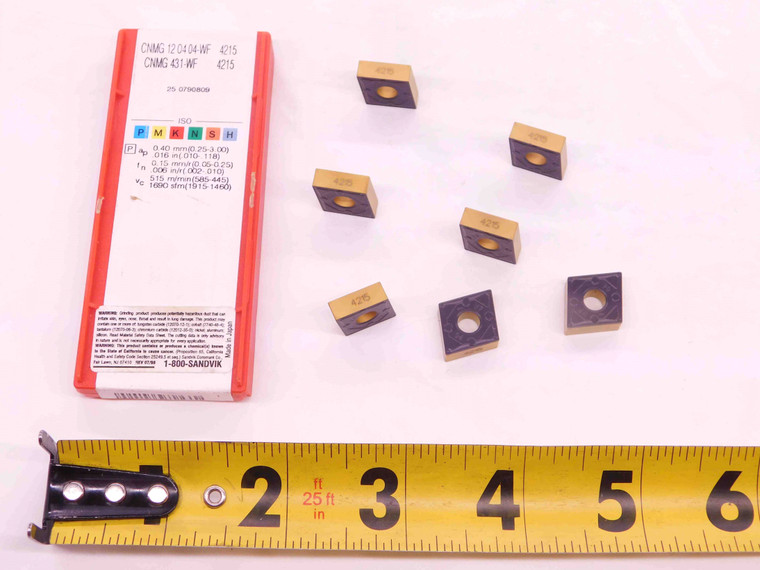 7pcs SANDVIK CNMG 12 04 04-WF 4215 TiCN & TiN CARBIDE INSERTS CNMG 431-WF - EA0485BM5