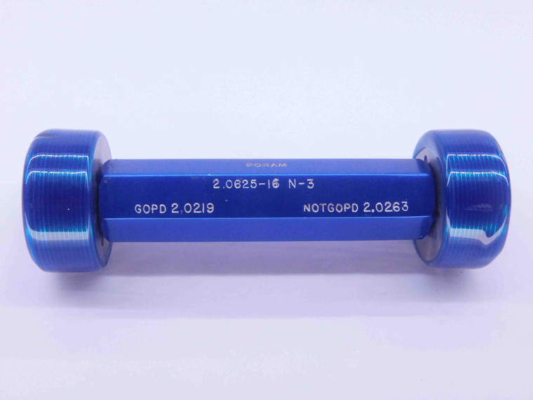 2 1/16 16 N 3 THREAD PLUG GAGE 2.0625 GO NO GO P.D.'S = 2.0219 & 2.0263 UN-3 - DW35342BC5