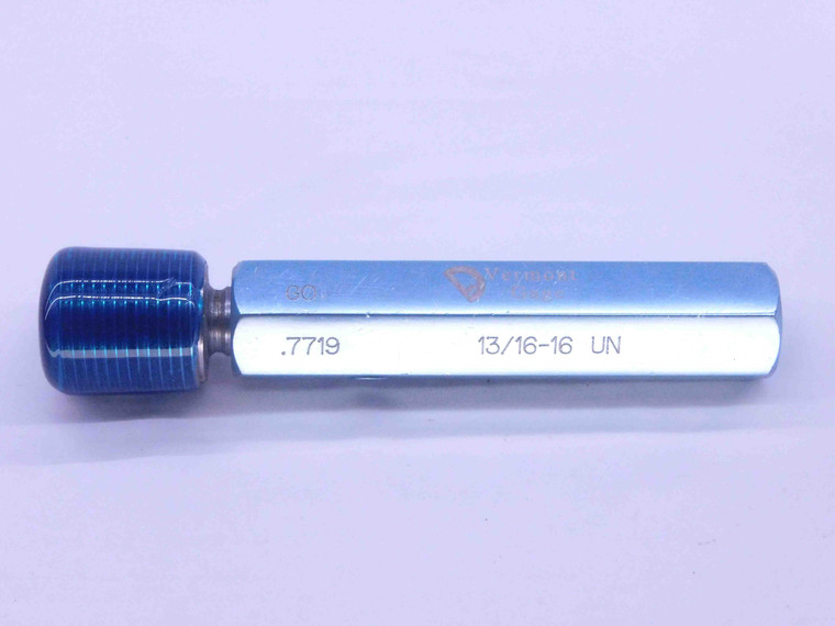 13/16 16 UN VERMONT THREAD PLUG GAGE .8125 GO ONLY P.D. = .7719 2B OR 3B CHECK - DW35377BI5
