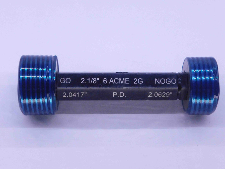 2 1/8 6 ACME 2G THREAD PLUG GAGE 2.125 2.1250 GO NO GO P.D.'S = 2.0417 & 2.0629 - DW35378BI5