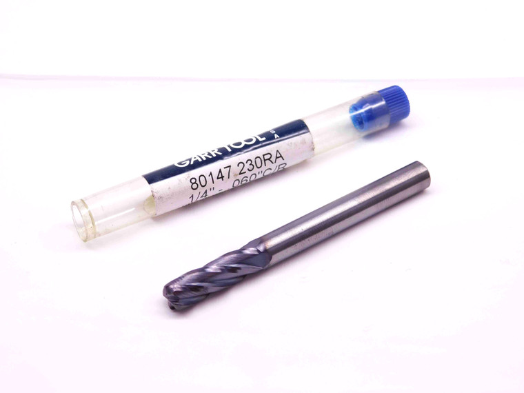 NEW GARR TOOL 1/4 O.D. AlTiN CORNER RADIUS CARBIDE END MILL 4 FL 80147 .06 RAD - DM0569AU5