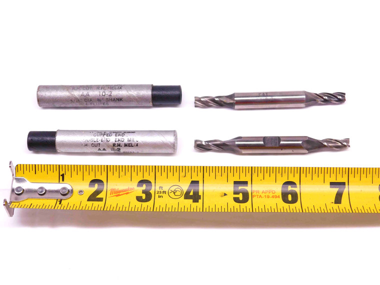 2pcs WELDON DOUBLE ENDED SQUARE END MILLS 1/4" DIA 3 & 4 FLUTES - DM0594AU5