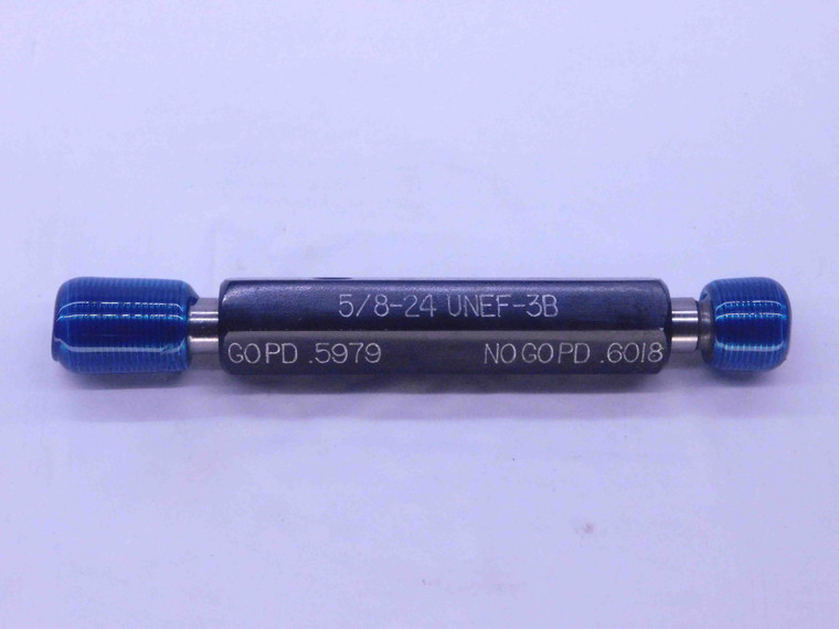 5/8 24 UNEF 3B THREAD PLUG GAGE .625 .6250 GO NO GO P.D.'S = .5979 & .6018 CHECK - DW35491BS5
