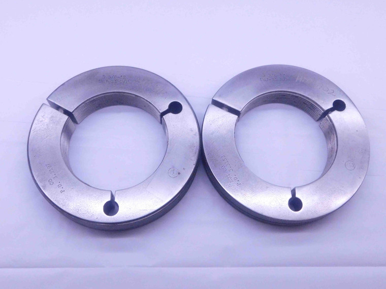 3 3/8 12 UNJ 3A BEFORE PLATE THREAD RING GAGES 3.375 GO NO GO = 3.3197 & 3.3153 - DW35559BG5
