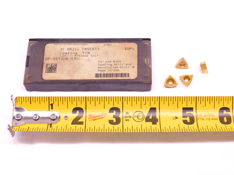 4pcs ALLIED MACHINE AND ENGINEERING OP-05T308-1T C1(K35) TiN CARBIDE INSERTS - DM0638BL5