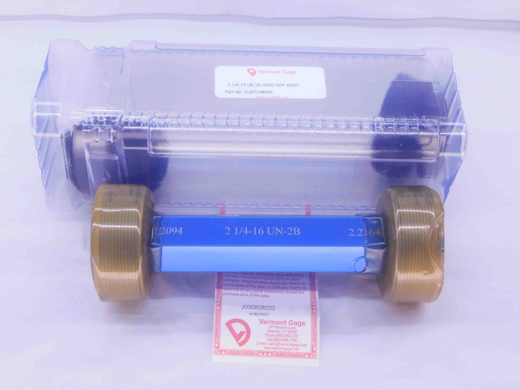 NEW 2 1/4 16 UN 2B VERMONT THREAD PLUG GAGE 2.25 GO NO GO PD'S = 2.2094 & 2.2164 - DW35619VTG