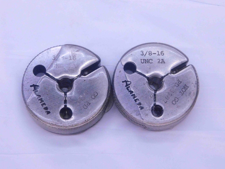 3/8 16 UNC 2A LEFT HAND THREAD RING GAGES .375 GO NO GO P.D.'S = .3331 & .3287 - DW35571LVR