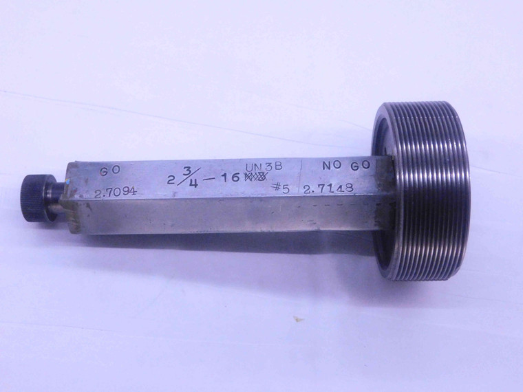 2 3/4 16 UN 3B THREAD PLUG GAGE 2.75 2.750 2.7500 NO GO ONLY P.D. = 2.7148 CHECK - DW35579LVR