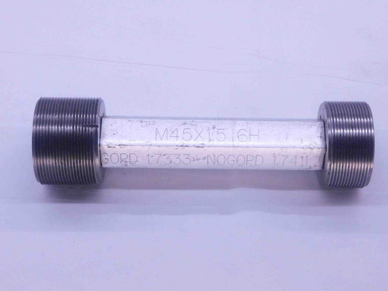 M45 X 1.5 6H METRIC THREAD PLUG GAGE 45 GO NO GO P.D.'S = 1.7333 & 1.7411 CHECK - DW35585BX5