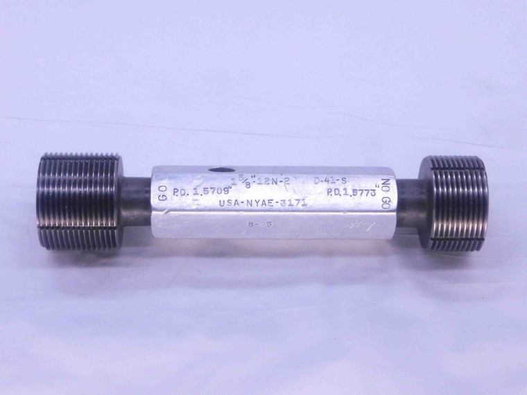1 5/8 12 N 2 THREAD PLUG GAGE 1.625 GO NO GO P.D.'S = 1.5709 & 1.5773 UN-2 CHECK - DW35588BX5