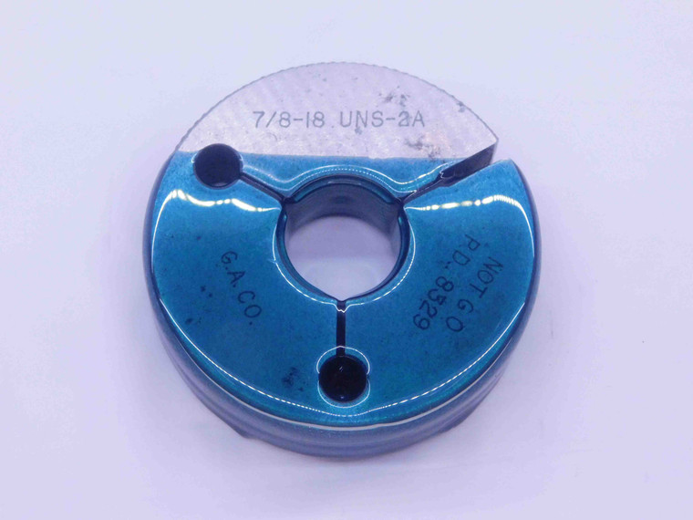 7/8 18 UNS 2A THREAD RING GAGE .875 .8750 NO GO ONLY P.D. = .8329 INSPECTION - DW35704BZ5