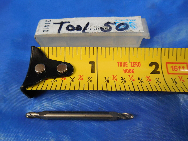 SGS 3/32 Dia 3/16 LOC 4 Flute Solid Carbide Ball End Mill Double Ended 1 1/2 OAL