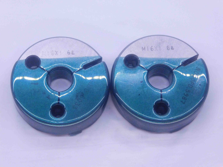M16 X 1 6g METRIC THREAD RING GAGES 16 1.0 GO NO GO P.D.'S = .6033 & .5987 CHECK - DW35794BX5