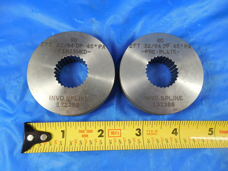 2PC 27T 32/64 DP 45 DEGREE PA INVO SPLINE GAGE 132388 27 TEETH PREPLATE FINISHED