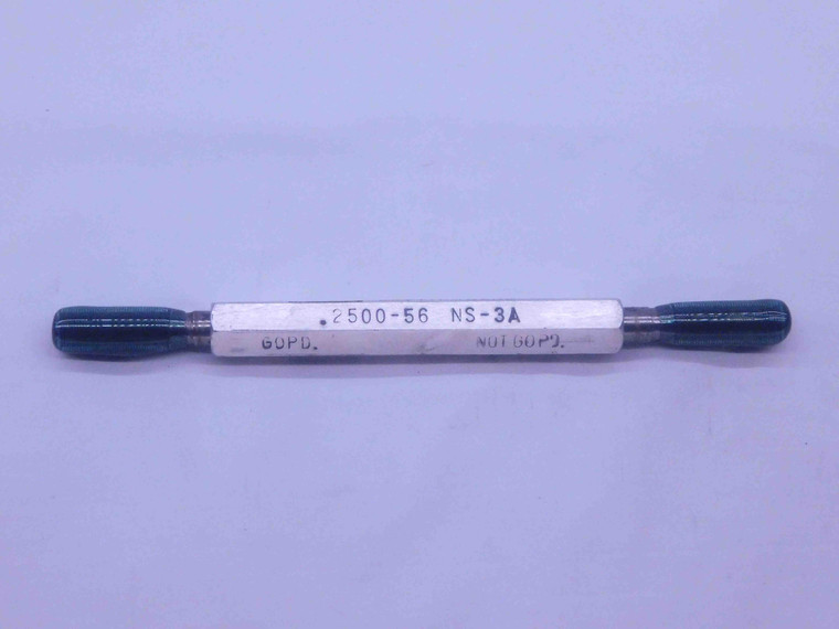 1/4 56 NS 3A SET THREAD PLUG GAGE .25 .250 .2500 GO NO GO P.D.'S = .2384 & .2365 - DW35811AG5