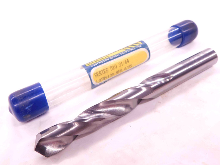 NEW ULTRA TOOLS 31/64 O.D. CARBIDE JOBBER TWIST DRILL BIT 51031 1/2 SHANK .4843 - EA1055CE4