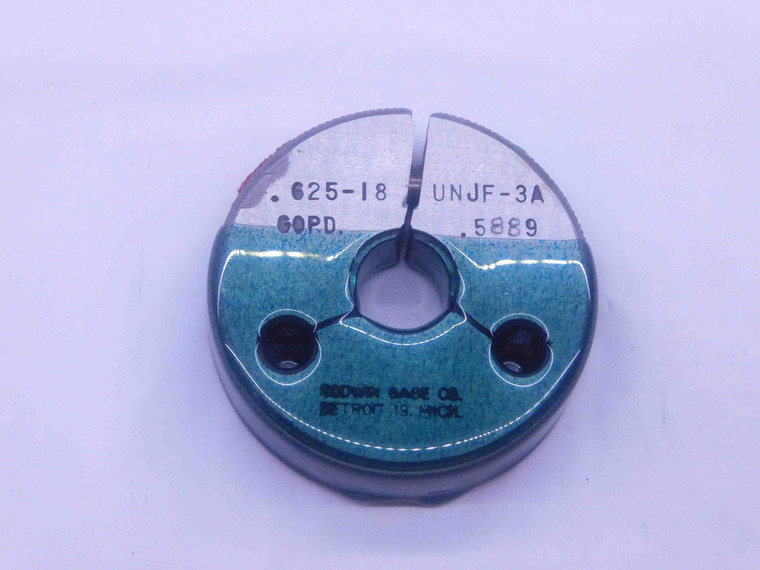 5/8 18 UNJF 3A THREAD RING GAGE .625 .6250 GO ONLY P.D. = .5889 INSPECTION CHECK - DW35823AG5