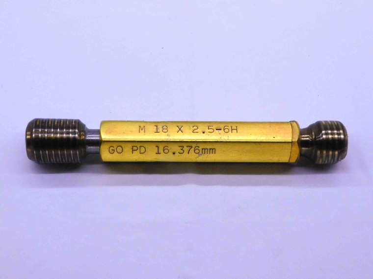 M18 X 2.5 6H METRIC THREAD PLUG GAGE 18 GO NO GO P.D.'S = 16.376 & 16.600 CHECK - DW0750FC