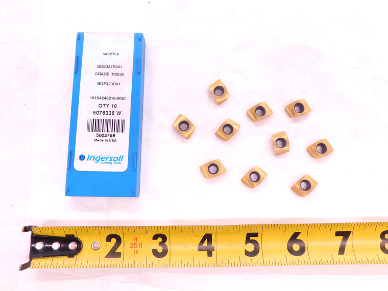 10pcs NEW INGERSOLL BDE323R001 IN2530 TiN CARBIDE POWERBALL / BALLNOSE INSERTS - EA1186BL5