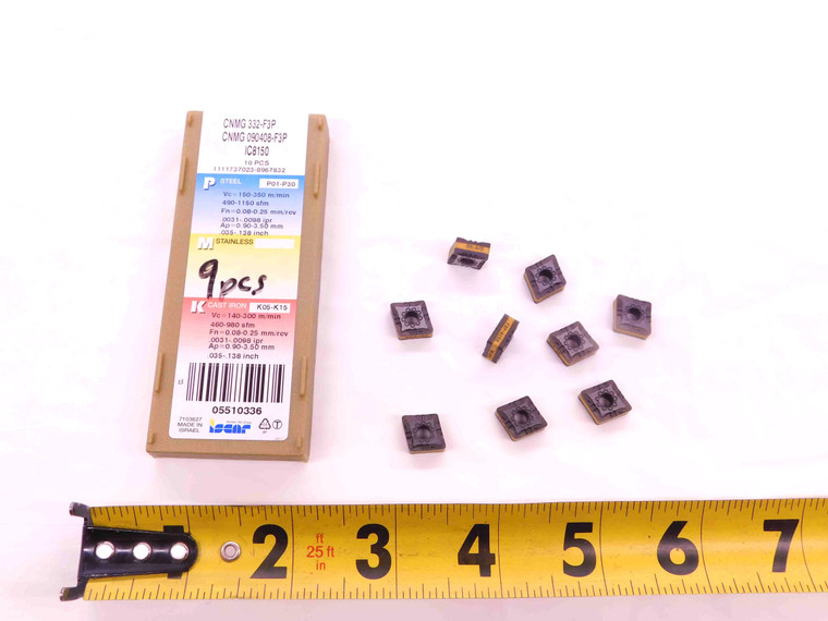 9pcs ISCAR CNMG 332-F3P IC8150 TiCN, Al2O3, TiCN & TiN COATED CARBIDE INSERTS - EA1237BM5