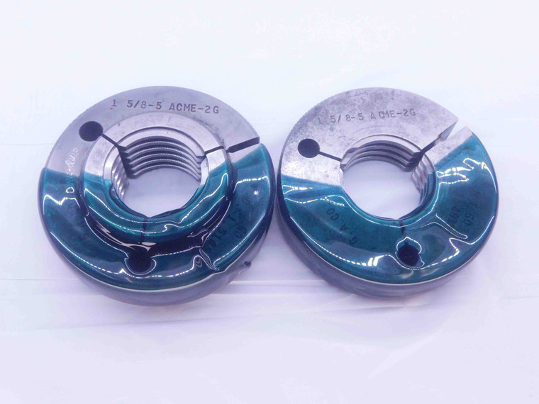 1 5/8 5 ACME 2G THREAD RING GAGES 1.625 GO NO GO P.D.'S = 1.5145 & 1.4931 CHECK - DW36001BU5