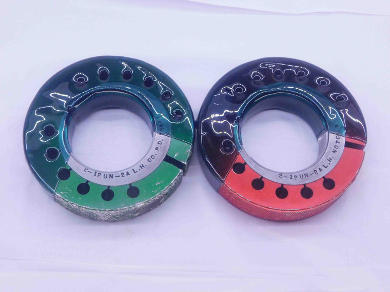 2" 12 UN 2A LEFT HAND THREAD RING GAGES 2.0 GO NO GO P.D.'S = 1.9441 & 1.9380 - DW36005BU5