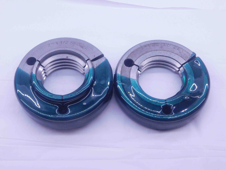 2" 4 1/2 UNC 2A THREAD RING GAGES 2.0 2.00 GO NO GO P.D.'S = 1.8528 & 1.8433 - DW36006BU5