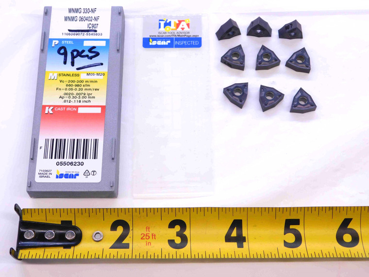 9pcs NEW ISCAR WNMG 330-NF IC907 TiAlN & TiN COATED CARBIDE TURNING INSERTS - NS0415BM5