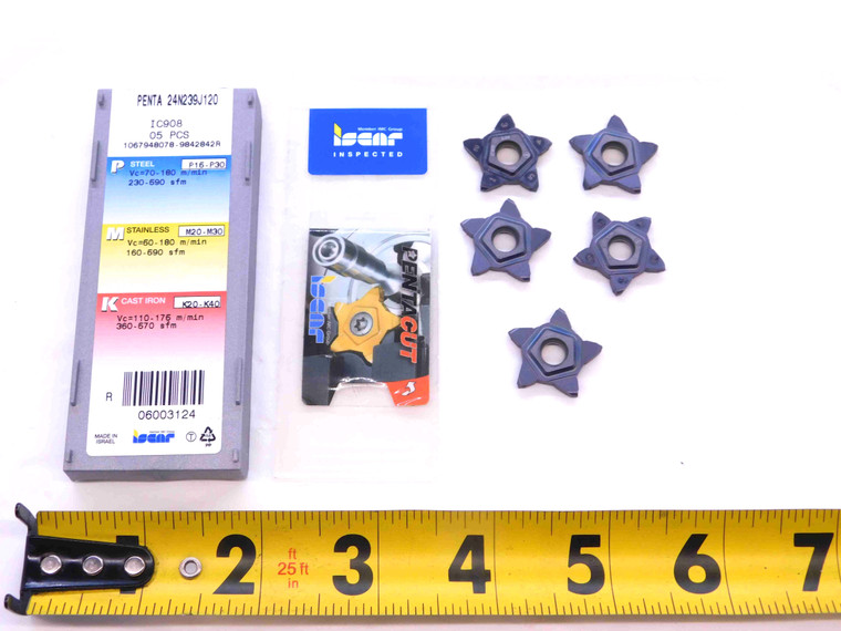 5pcs NEW ISCAR PENTA 24N239J120 IC908 TiAlN COATED CARBIDE CUTOFF INSERTS - NS0438BM5