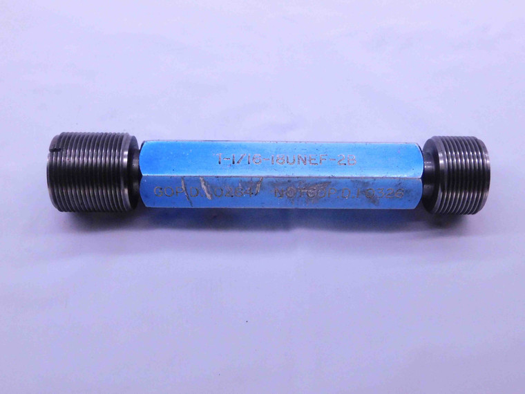 1 1/16 18 UNEF 2B THREAD PLUG GAGE 1.0625 GO NO GO P.D.'S = 1.0264 & 1.0326 - DW36185LVR