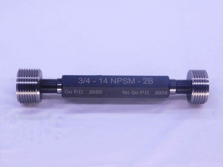 NEW 3/4 14 NPSM PIPE THREAD PLUG GAGE .75 GO NO GO P.D.'S = .9889 & .9958 2B - DW36200MSAF