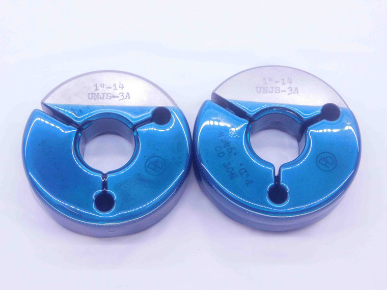 1" 14 UNJS 3A THREAD RING GAGES 1.0 1.00 1.000 GO NO GO P.D.'S = .9536 & .9494 - DW36209BS5