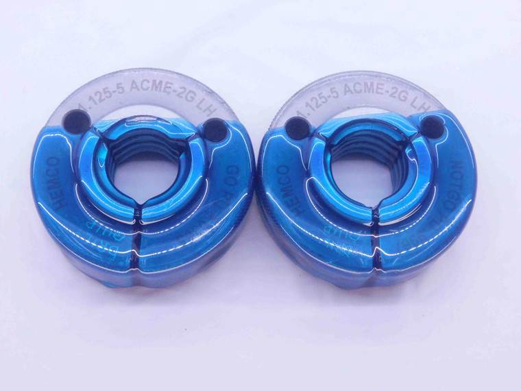 1 1/8 5 ACME 2G LEFT HAND THREAD RING GAGES 1.125 GO NO GO PDS= 1.0165 & .9967 - DW36266BU5