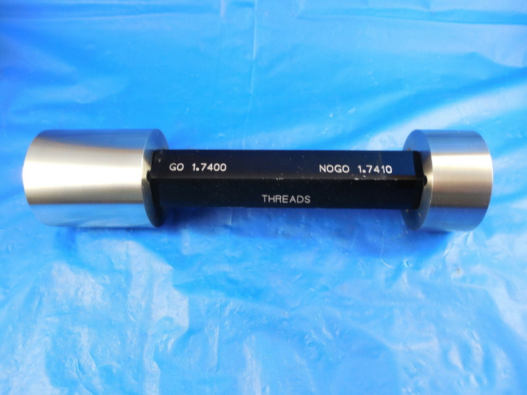 1.7400 & 1.7410 CLASS Y SMOOTH PIN PLUG GAGE GO NO GO 1.75 - .01 UNDERSIZE 1 3/4