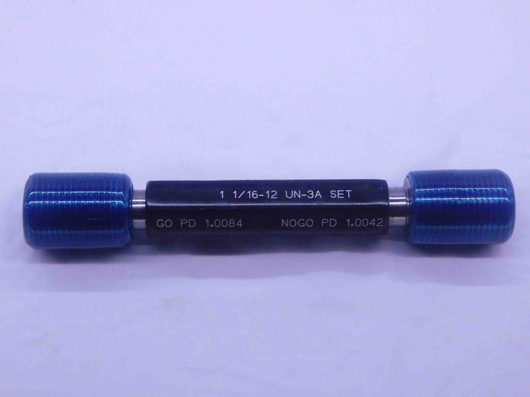 1 1/16 12 UN 3A SET THREAD PLUG GAGE 1.0625 GO NO GO P.D.'S = 1.0084 & 1.0042 - DW36293BU5
