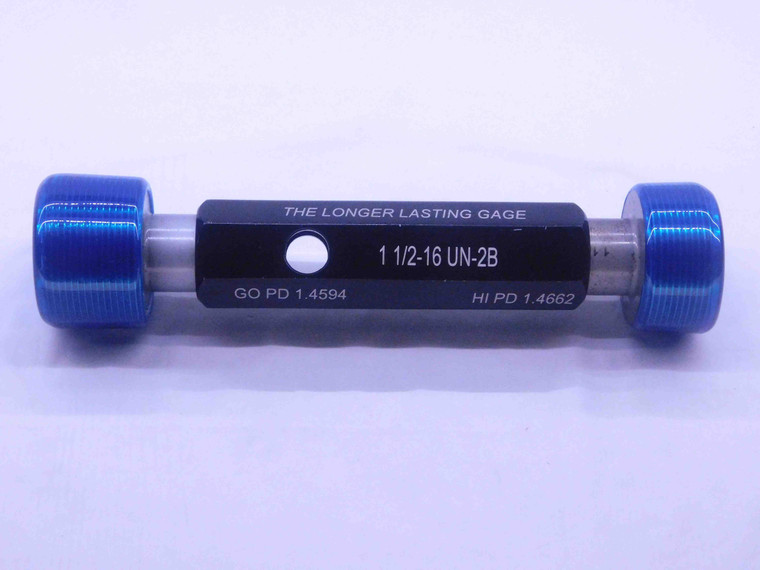 1 1/2 16 UN 2B THREAD PLUG GAGE 1.5 1.50 1.500 GO NO GO P.D.'S = 1.4594 & 1.4662 - DW36323BU5