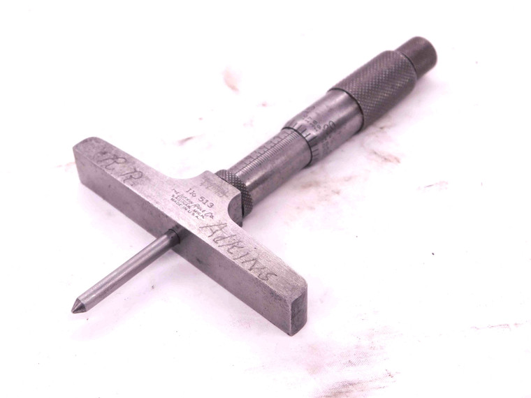 VINTAGE LUFKIN No. 513 MECHANICAL MICROMETER DEPTH GAUGE  MIC USA MADE RATCHET - EA1450AM4