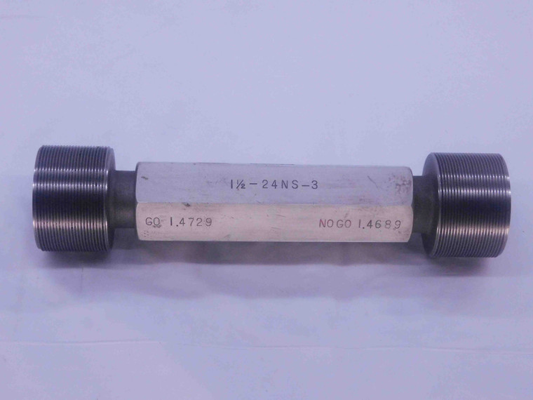 1 1/2 24 NS 3 SET THREAD PLUG GAGE 1.5 1.50 GO NO GO P.D.'S = 1.4729 & 1.4689 - DW36495SLW