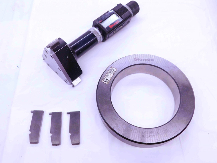 STARRETT 3 - 4" DIGITAL INSIDE 3 POINTS BORE MICROMETER w/ SETTING RING MIC - EA1466LVR
