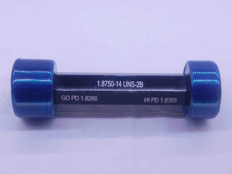 1 7/8 14 UNS 2B THREAD PLUG GAGE 1.875 1.8750 GO NO GO P.D.'S = 1.8286 & 1.8359 - DW36574BU5