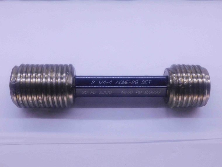2 1/4 4 ACME 2G SET THREAD PLUG GAGE 2.25 4 GO NO GO P.D.'S = 2.1130 & 2.0890 - DW36676BU5